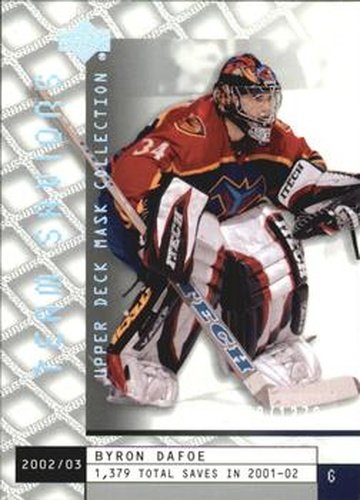 #108 Byron Dafoe - Atlanta Thrashers - 2002-03 Upper Deck Mask Collection Hockey