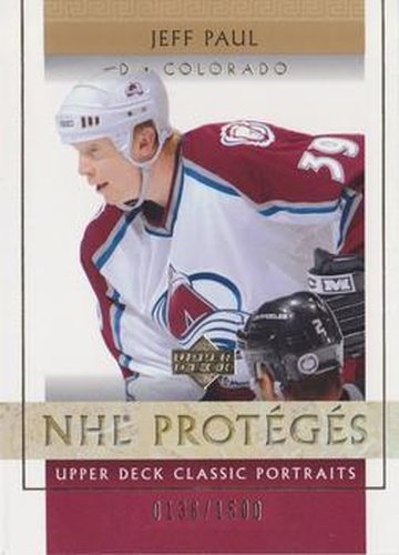 #108 Jeff Paul - Colorado Avalanche - 2002-03 Upper Deck Classic Portraits Hockey