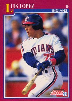 #109T Luis Lopez - Cleveland Indians - 1991 Score Rookie & Traded Baseball