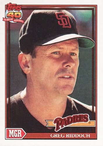 #109 Greg Riddoch - San Diego Padres - 1991 Topps Baseball