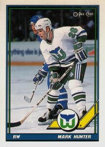 #109 Mark Hunter - Hartford Whalers - 1991-92 O-Pee-Chee Hockey