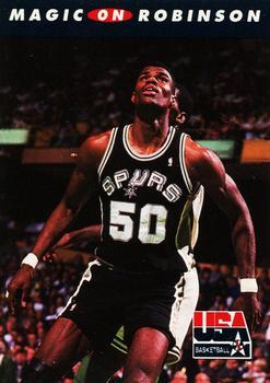 #109 Magic on Robinson - USA - 1992 SkyBox USA Basketball