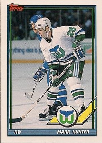 #109 Mark Hunter - Hartford Whalers - 1991-92 Topps Hockey