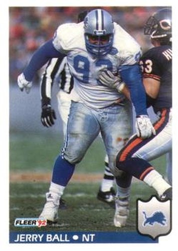 #109 Jerry Ball - Detroit Lions - 1992 Fleer Football