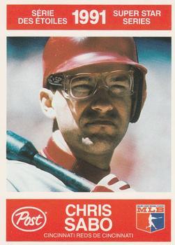 #10 Chris Sabo - Cincinnati Reds - 1991 Post Canada Super Star Series Baseball