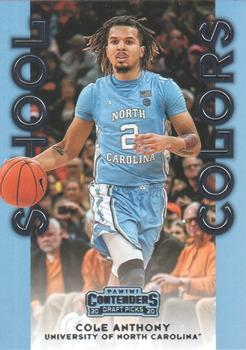 #10 Cole Anthony - North Carolina Tar Heels - 2020 Panini Contenders Draft Picks - School Colors Basketball