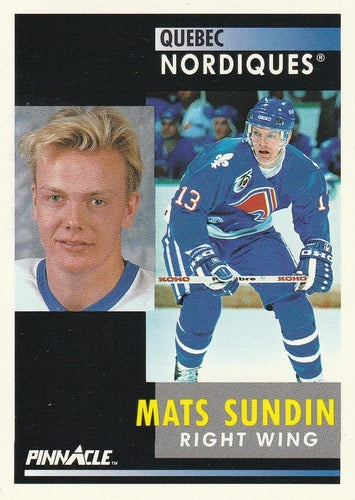 #10 Mats Sundin - Quebec Nordiques - 1991-92 Pinnacle Hockey