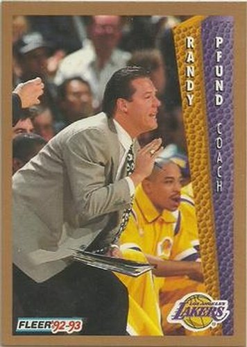 #110 Randy Pfund - Los Angeles Lakers - 1992-93 Fleer Basketball