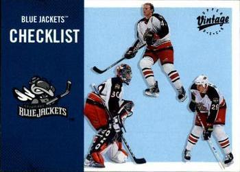 #110 Blue Jackets Checklist - Columbus Blue Jackets - 2000-01 Upper Deck Vintage Hockey