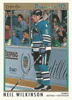 #110 Neil Wilkinson - San Jose Sharks - 1991-92 O-Pee-Chee Premier Hockey