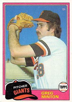 #111 Greg Minton - San Francisco Giants - 1981 Topps Baseball