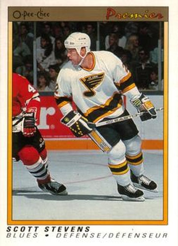 #112 Scott Stevens - St. Louis Blues - 1990-91 O-Pee-Chee Premier Hockey