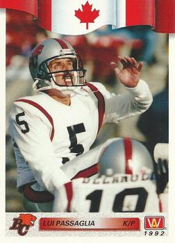 #113 Lui Passaglia - British Columbia Lions - 1992 All World CFL Football