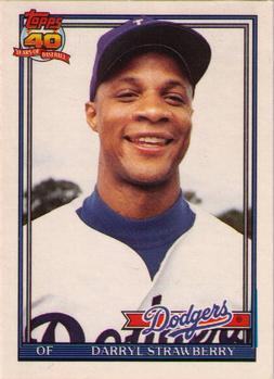#114T Darryl Strawberry - Los Angeles Dodgers - 1991 Topps Traded Baseball