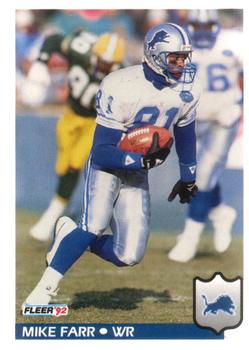 #114 Mike Farr - Detroit Lions - 1992 Fleer Football