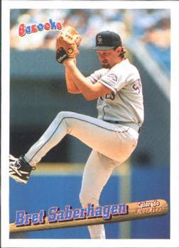 #114 Bret Saberhagen - Colorado Rockies - 1996 Bazooka Baseball
