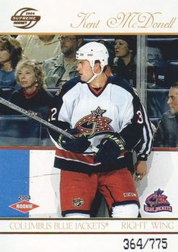 #115 Kent McDonell - Columbus Blue Jackets - 2003-04 Pacific Supreme Hockey