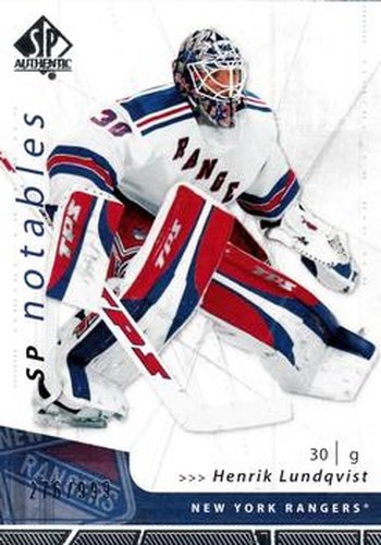 #115 Henrik Lundqvist - New York Rangers - 2006-07 SP Authentic Hockey