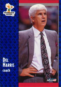 #115 Del Harris - Milwaukee Bucks - 1991-92 Fleer Basketball