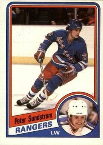 #116 Peter Sundstrom - New York Rangers - 1984-85 Topps Hockey