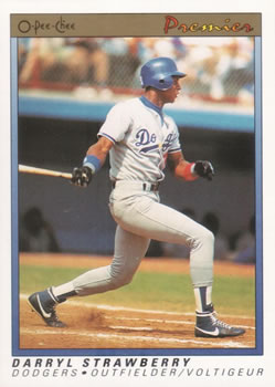 #117 Darryl Strawberry - Los Angeles Dodgers - 1991 O-Pee-Chee Premier Baseball