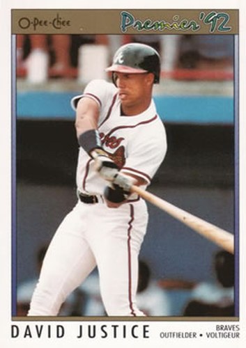 #117 David Justice - Atlanta Braves - 1992 O-Pee-Chee Premier Baseball