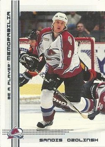 #118 Sandis Ozolinsh - Colorado Avalanche - 2000-01 Be a Player Memorabilia Hockey