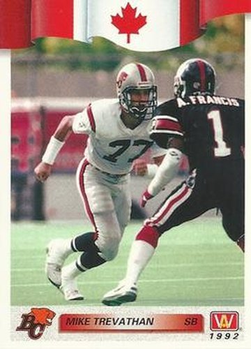 #118 Mike Trevathan - British Columbia Lions - 1992 All World CFL Football
