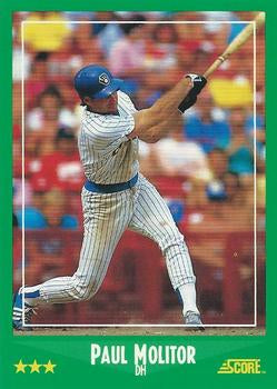 #340 Paul Molitor - Milwaukee Brewers - 1988 Score Baseball