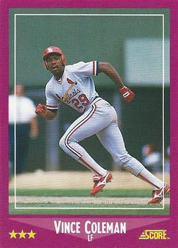 #68 Vince Coleman - St. Louis Cardinals - 1988 Score Baseball