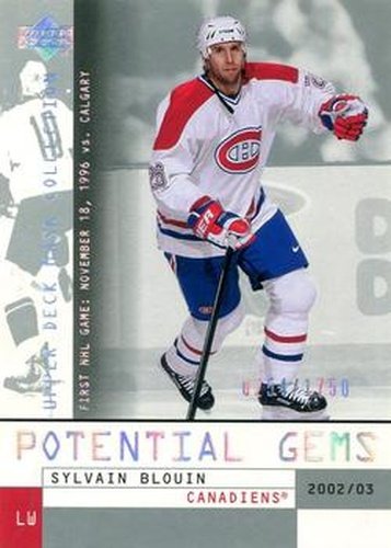 #123 Sylvain Blouin - Montreal Canadiens - 2002-03 Upper Deck Mask Collection Hockey