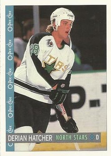 #123 Derian Hatcher - Minnesota North Stars - 1992-93 O-Pee-Chee Hockey