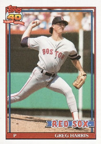 #123 Greg Harris - Boston Red Sox - 1991 Topps Baseball