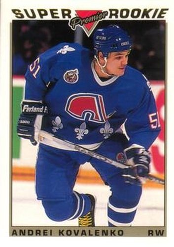 #124 Andrei Kovalenko - Quebec Nordiques - 1993-94 O-Pee-Chee Premier Hockey - Gold