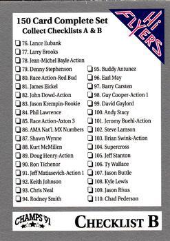 #124 Checklist B 76-150 - 1991 Champs Hi Flyers Racing