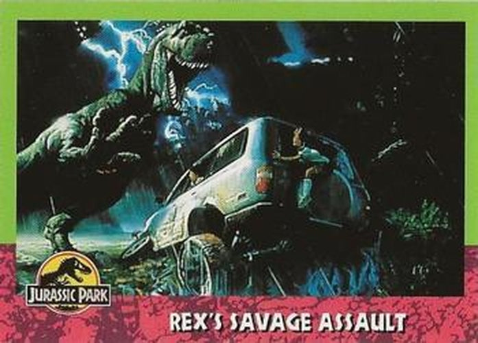 #124 Rex's Savage Assault - 1993 Topps Jurassic Park