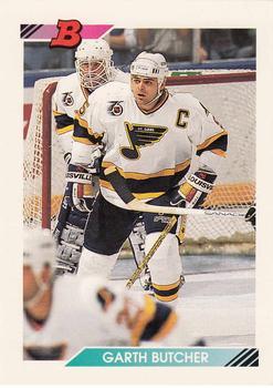 #124 Garth Butcher - St. Louis Blues - 1992-93 Bowman Hockey