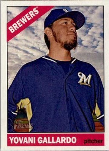 #124 Yovani Gallardo - Milwaukee Brewers - 2015 Topps Heritage Baseball