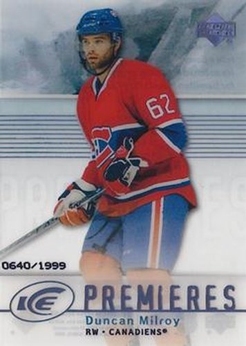 #124 Duncan Milroy - Montreal Canadiens - 2007-08 Upper Deck Ice Hockey