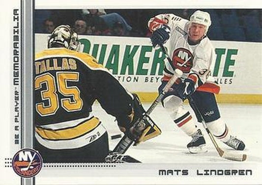 #125 Mats Lindgren - New York Islanders - 2000-01 Be a Player Memorabilia Hockey