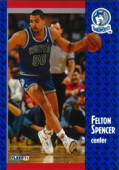 #127 Felton Spencer - Minnesota Timberwolves - 1991-92 Fleer Basketball