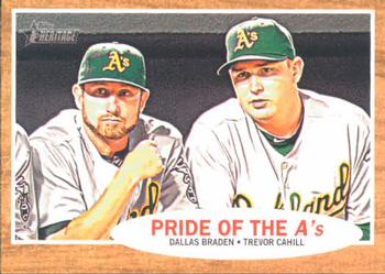 #127 Dallas Braden / Trevor Cahill - Oakland Athletics - 2011 Topps Heritage Baseball