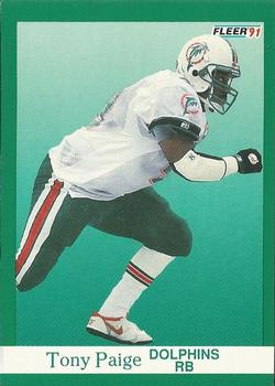 #128 Tony Paige - Miami Dolphins - 1991 Fleer Football
