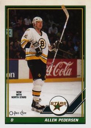 #128 Allen Pedersen - Minnesota North Stars - 1991-92 O-Pee-Chee Hockey