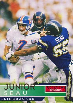 #128 Junior Seau - San Diego Chargers - 1995 SkyBox Impact Football