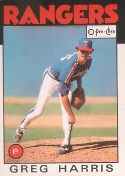 #128 Greg Harris - Texas Rangers - 1986 O-Pee-Chee Baseball
