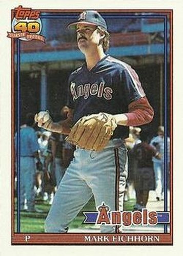 #129 Mark Eichhorn - California Angels - 1991 Topps Baseball