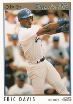 #129 Eric Davis - Los Angeles Dodgers - 1992 O-Pee-Chee Premier Baseball