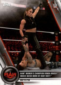 #12 Raw Women's Champion Ronda Rousey Makes Quick Work of Ruby Riott - 2020 Topps WWE Women's Division Wrestling