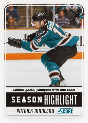 #12 Patrick Marleau - San Jose Sharks - 2011-12 Score Hockey